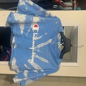 Champion cropped T-shirt with bleach tie dye